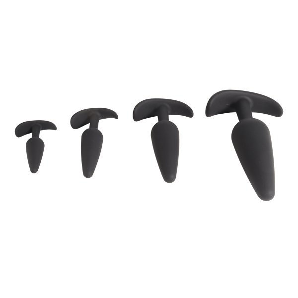 Silicone Butt Plug Kit for Beginners & Anal Training - Black