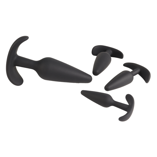 Silicone Butt Plug Kit for Beginners & Anal Training - Black