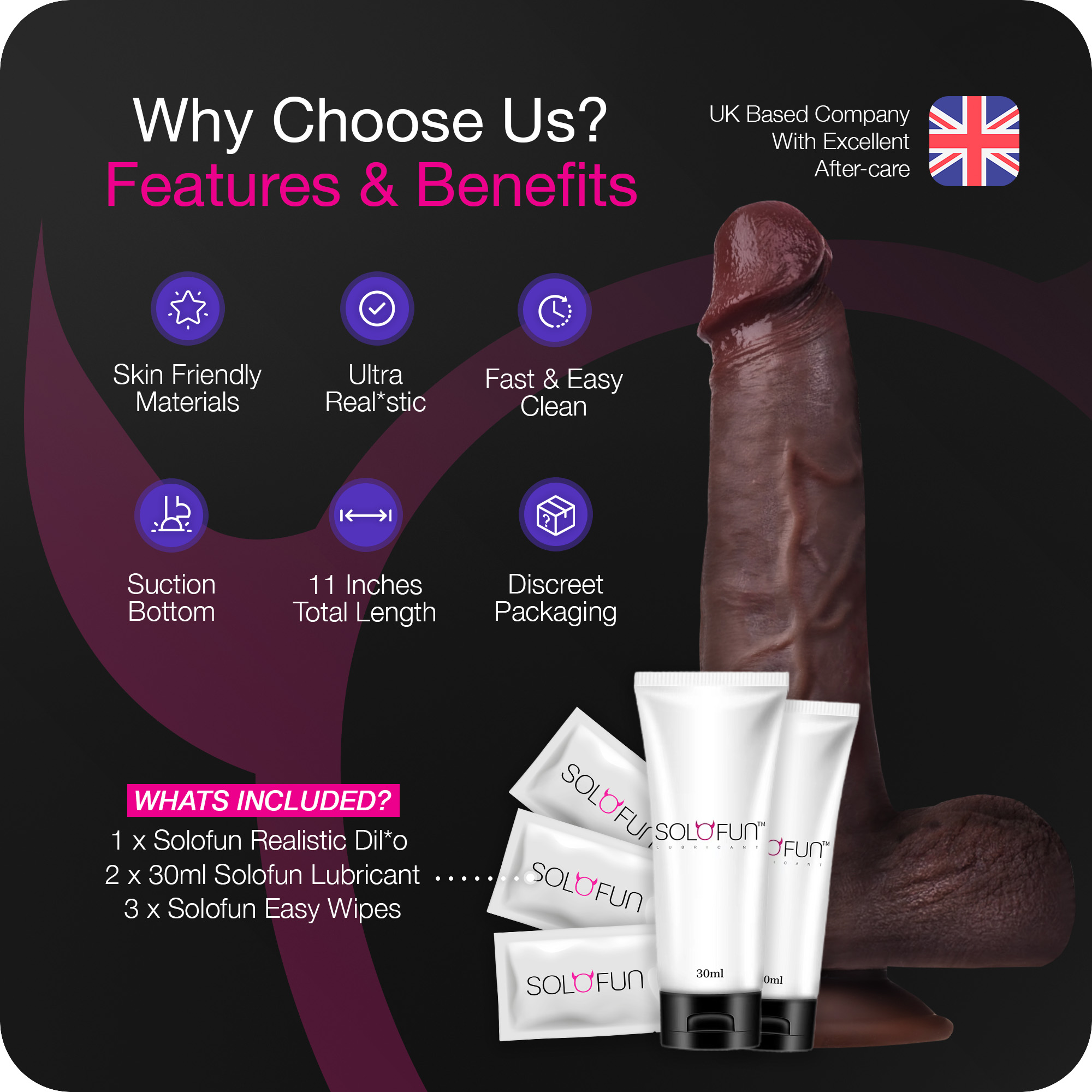 Big Black Dildo - 11 inches